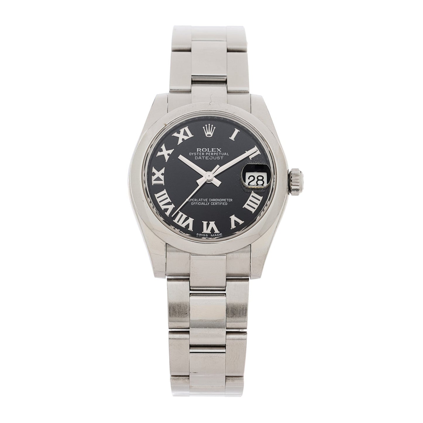Stainless Steel 31mm Oyster Perpetual Datejust Watch Black Roman 178240