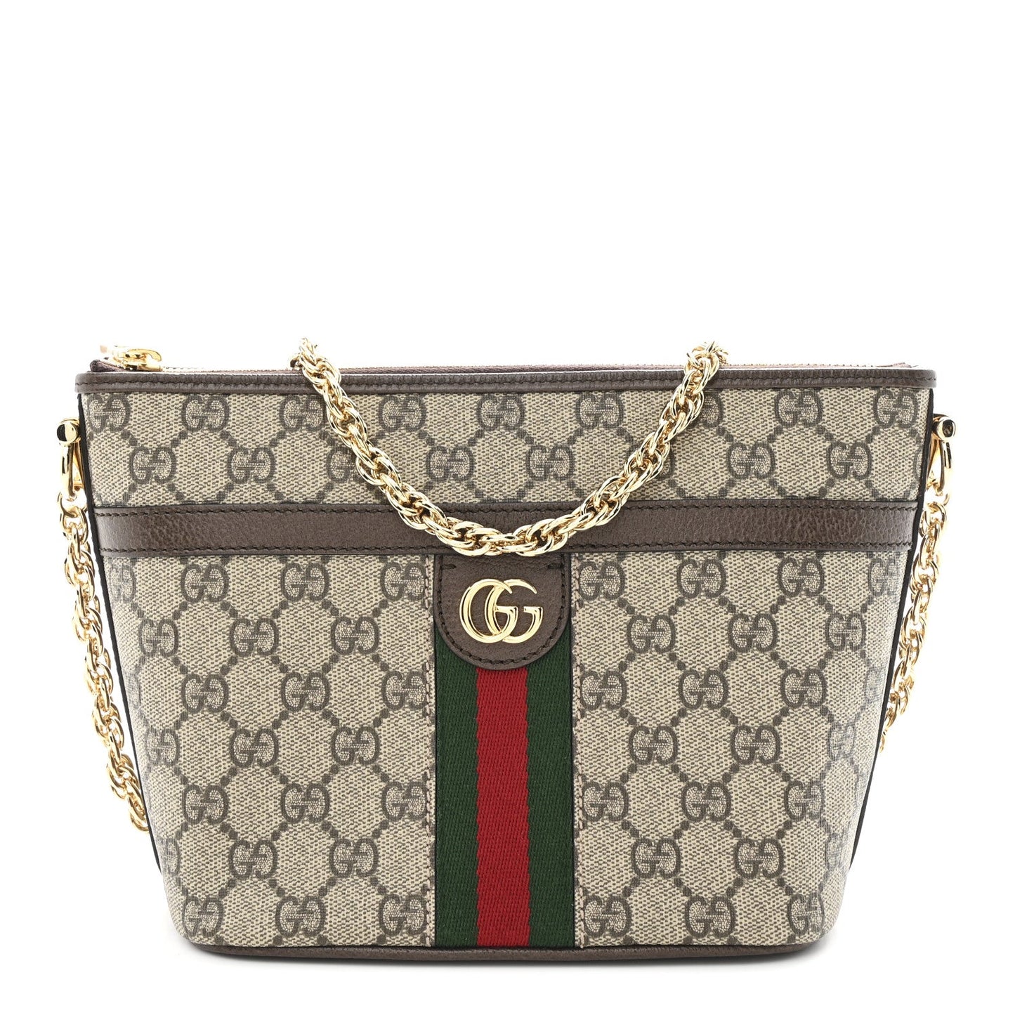 GG Supreme Monogram Web Ophidia Chain Shoulder Bag Brown