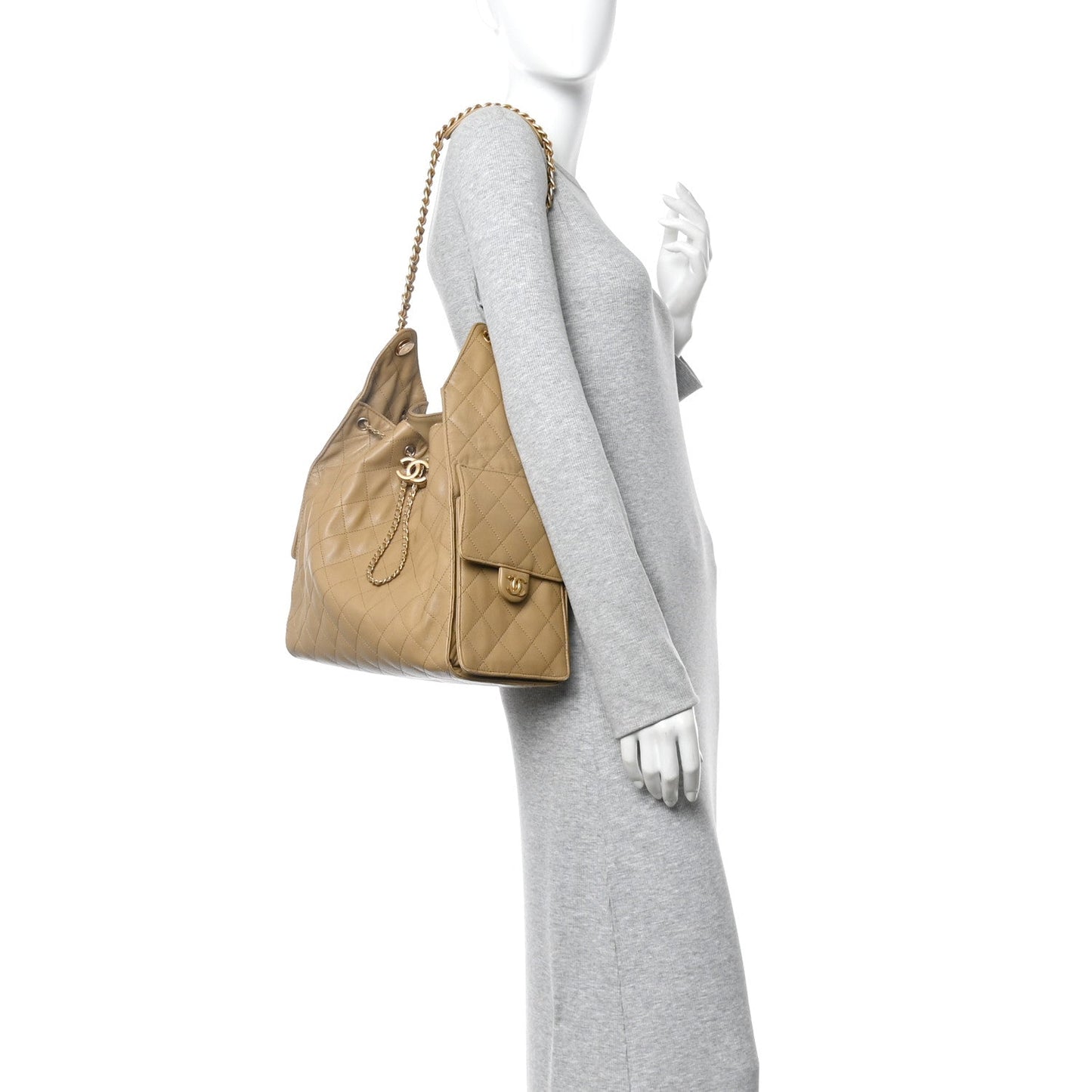 Caviar Quilted Medium Chanel 25 Handbag Dark Beige