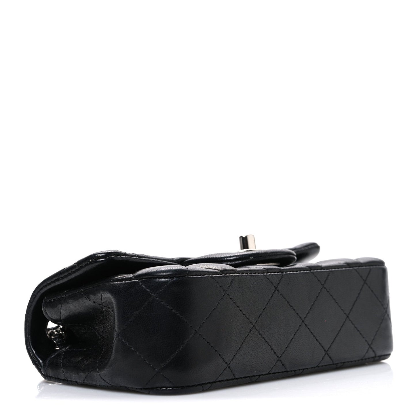 Lambskin Quilted Extra Mini Rectangular Flap Black
