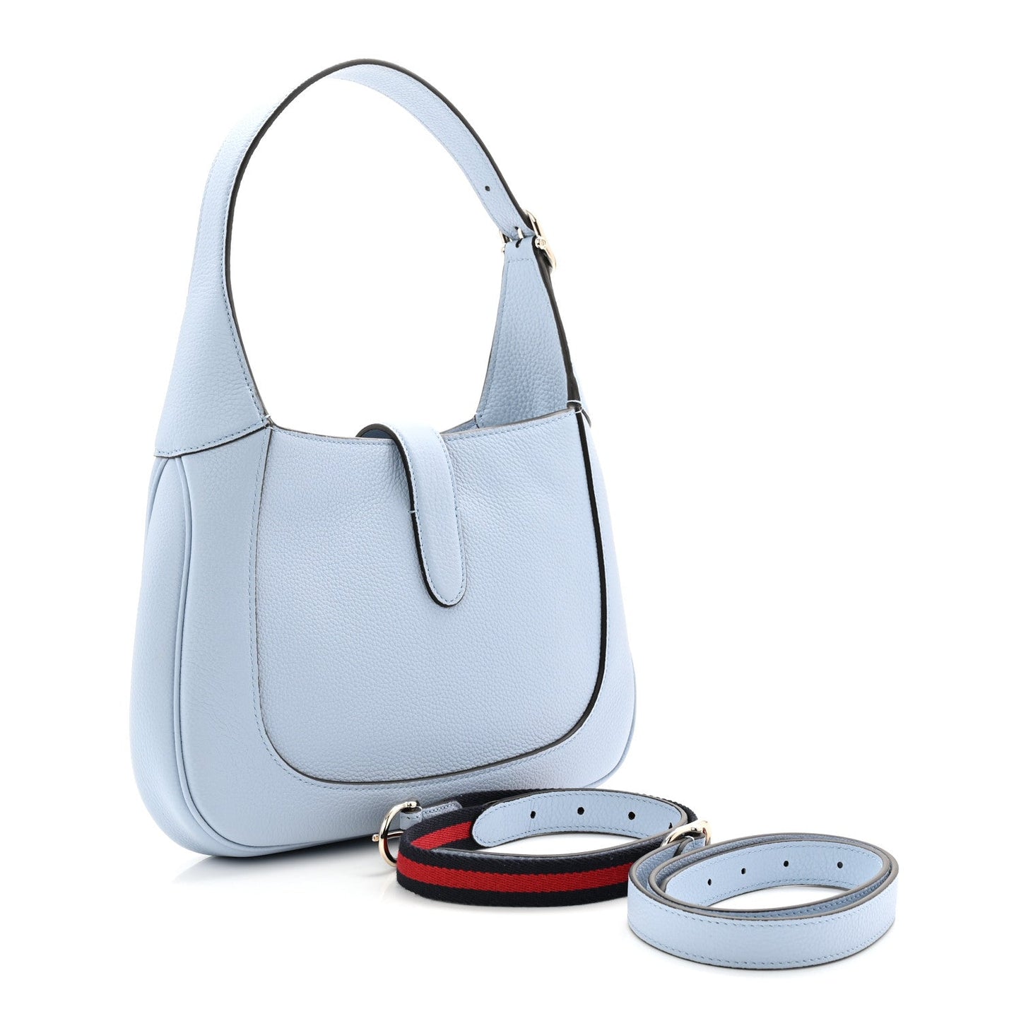 Grained Calfskin Web Medium Jackie 1961 Hobo Light Blue