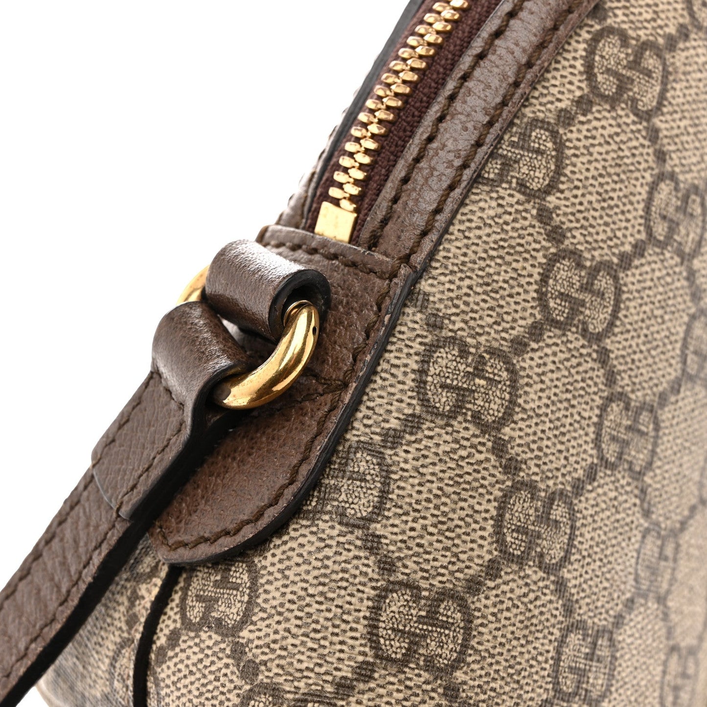 GG Supreme Monogram Textured Dollar Calfskin Web Small Ophidia Dome Shoulder Bag Beige Ebony New Acero