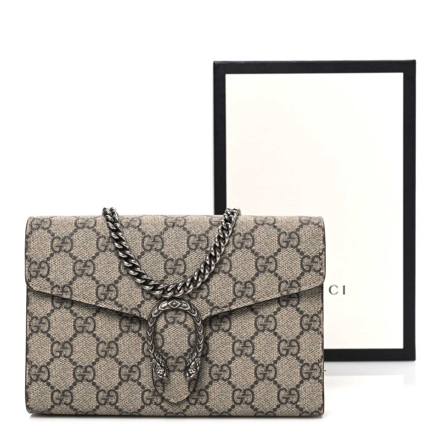 GG Supreme Monogram Mini Dionysus Chain Wallet Beige Taupe