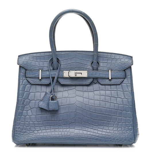 Matte Porosus Crocodile Birkin 30 Bleu Brighton