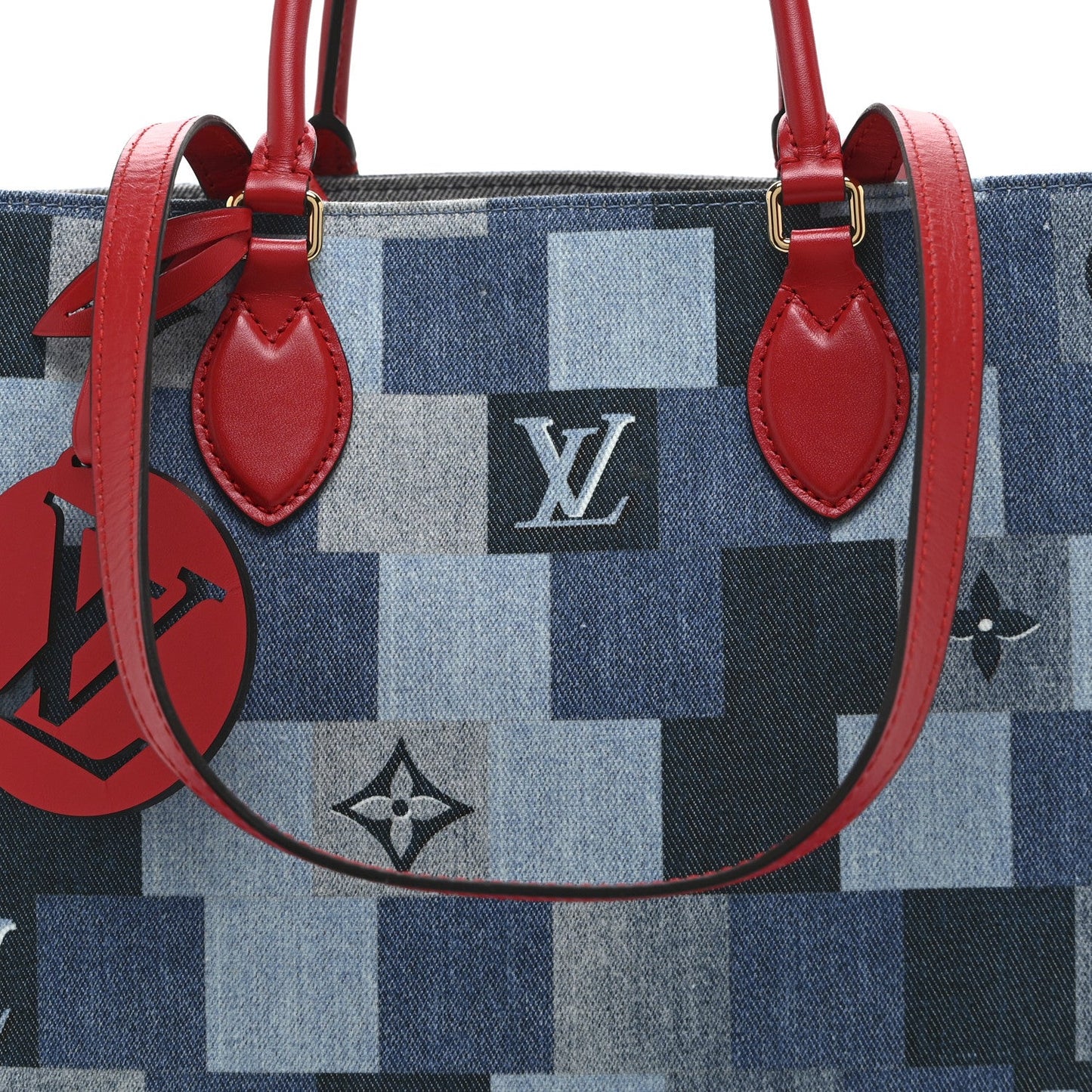 Denim Damier Monogram Onthego Blue Rouge