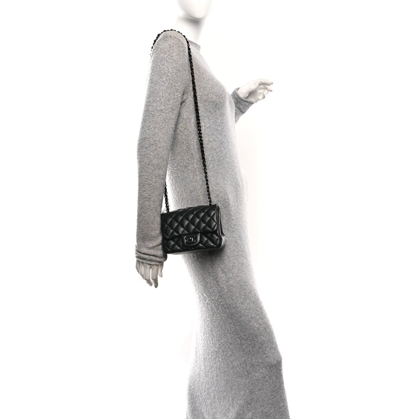 Lambskin Quilted Mini Square Flap So Black