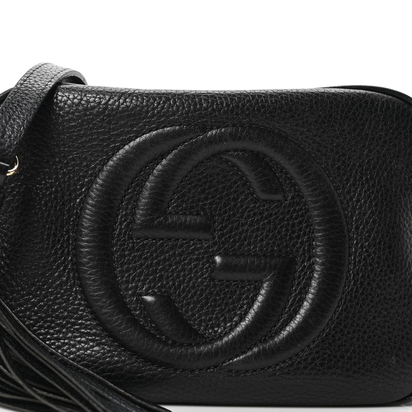 Pebbled Calfskin Small Soho Disco Bag Black