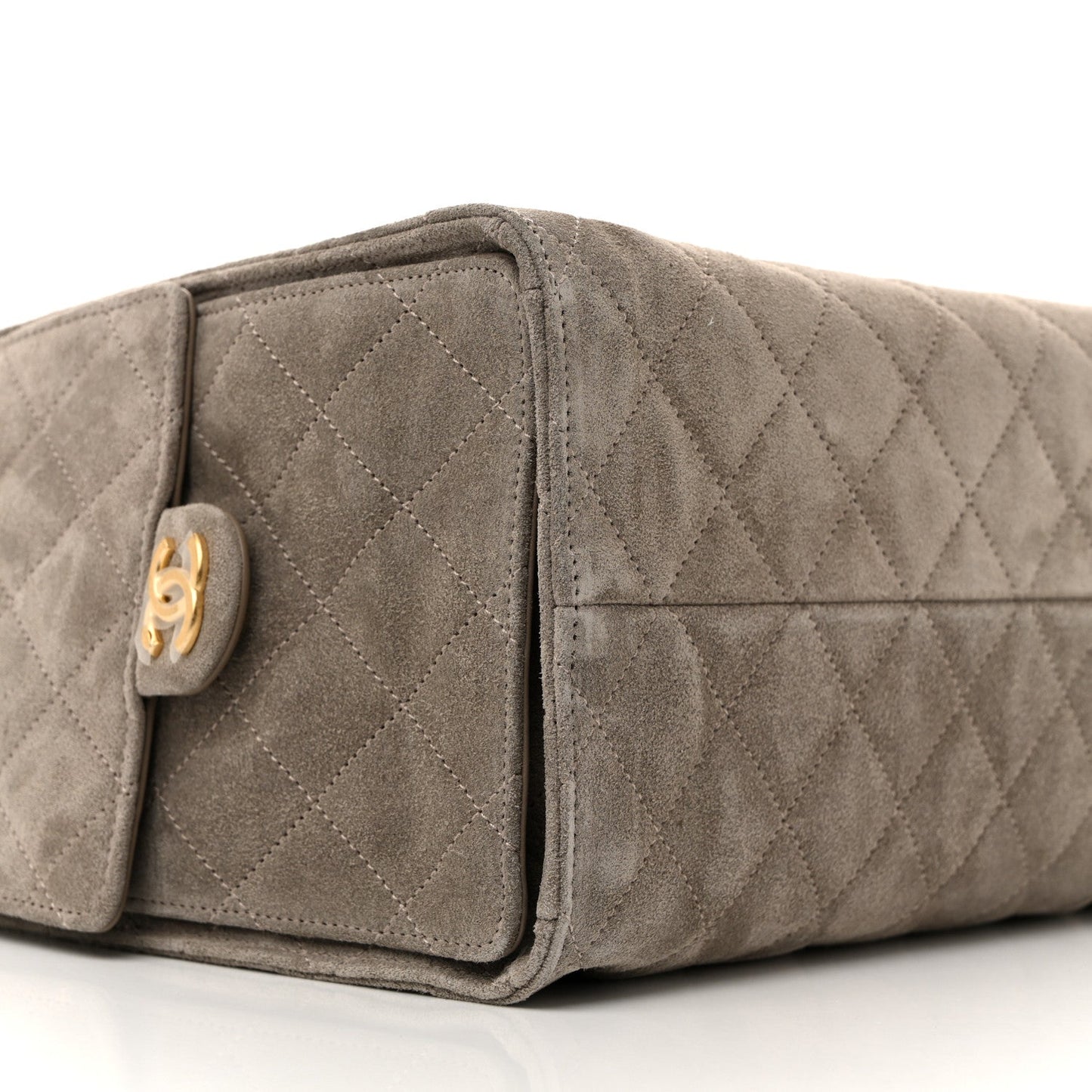 Suede Quilted Medium Chanel 25 Handbag Grey