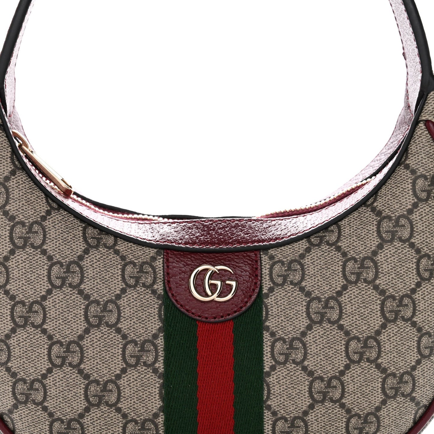 GG Supreme Monogram Textured Dollar Calfskin Small Ophidia Shoulder Bag Beige Bordeaux