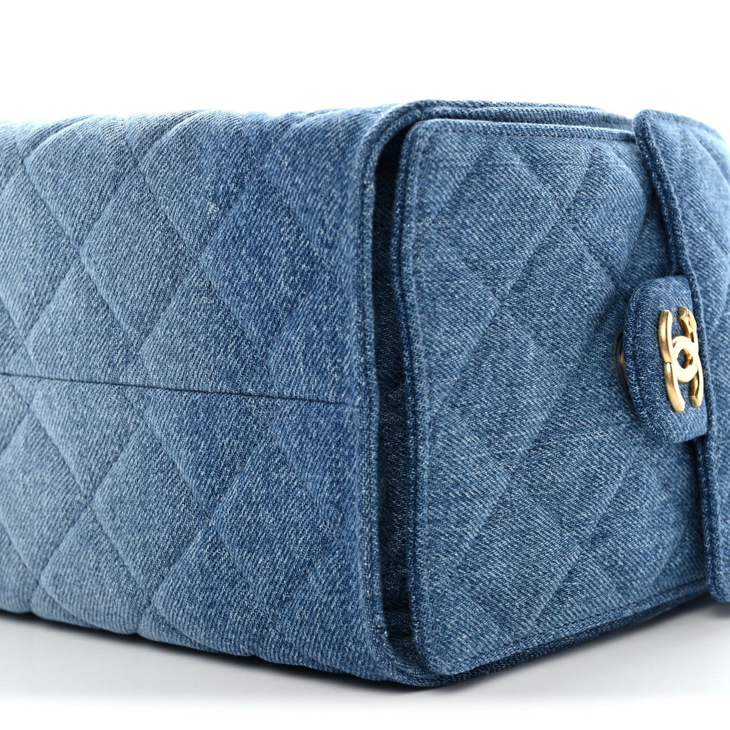 Washed Denim Quilted Small Chanel 25 Handbag Blue