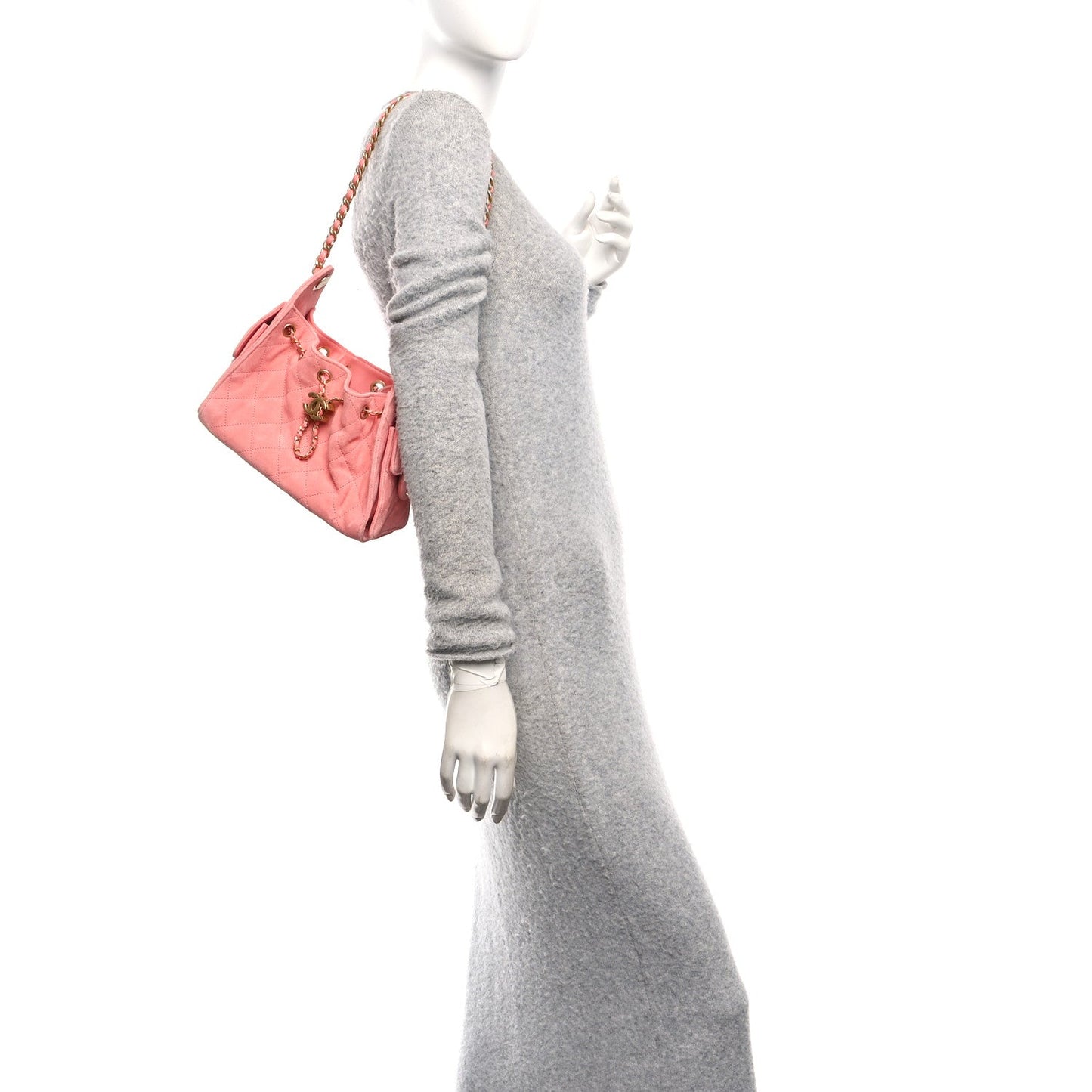 Suede Quilted Mini Chanel 25 Handbag Pink