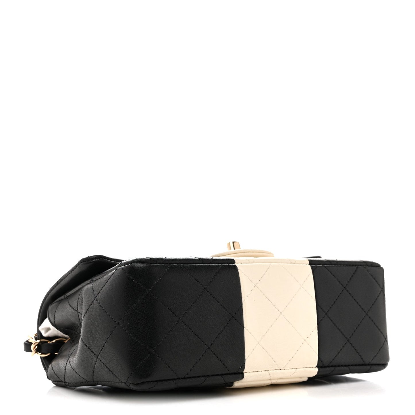 Lambskin Quilted Mini Rectangular Flap Black White