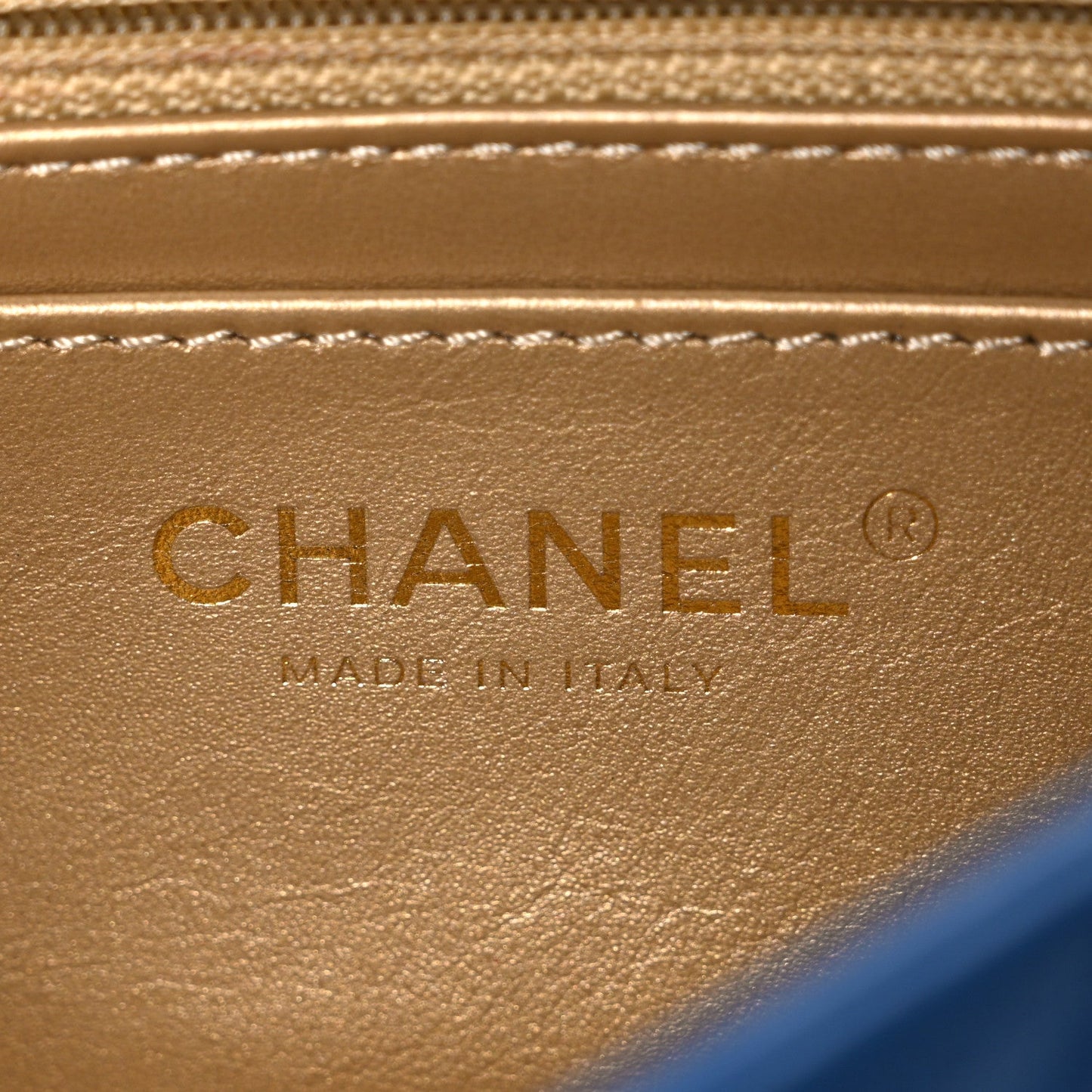 Lambskin Quilted Pearl Crush Mini Rectangular Flap Blue