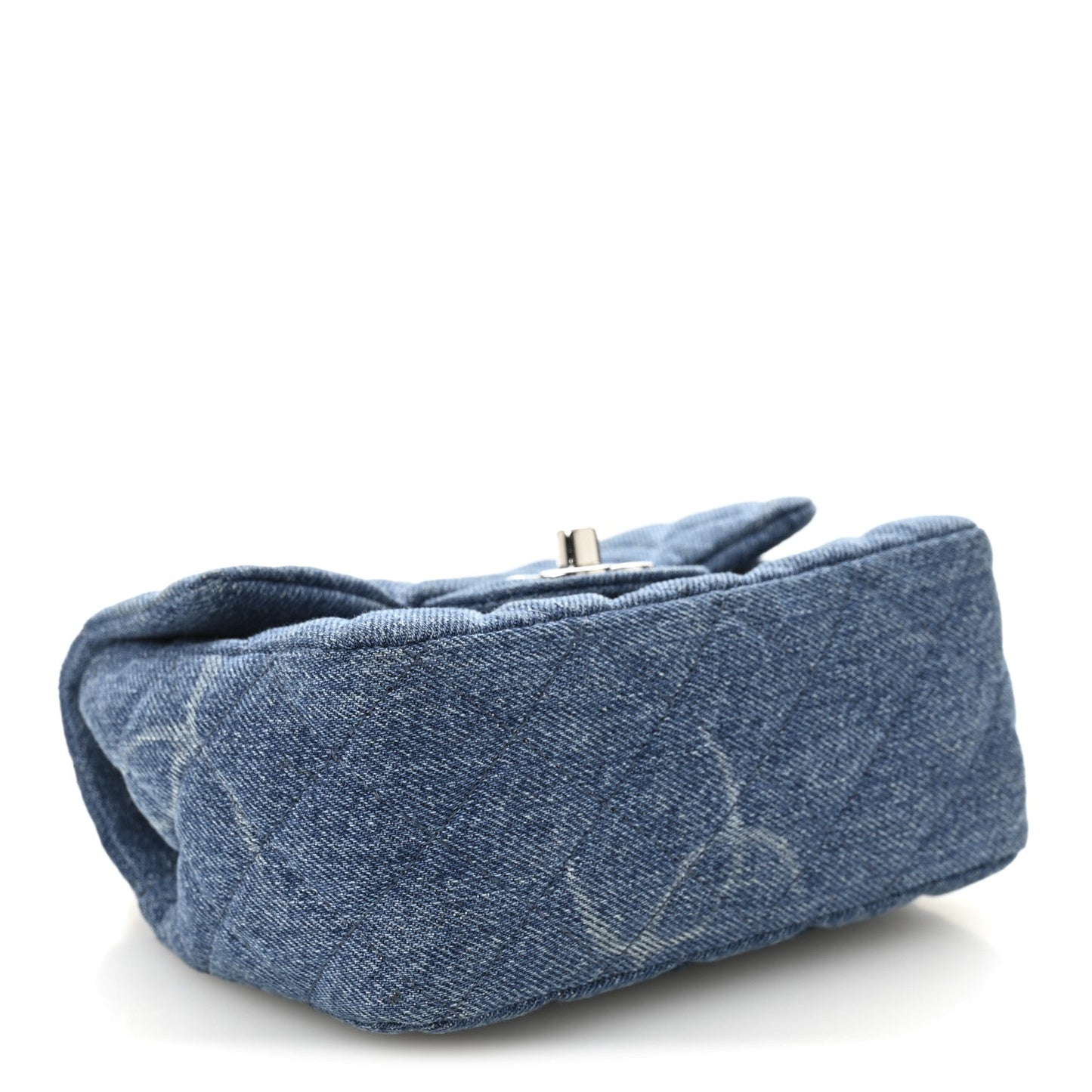 Denim CC Quilted Mini Square Flap Blue