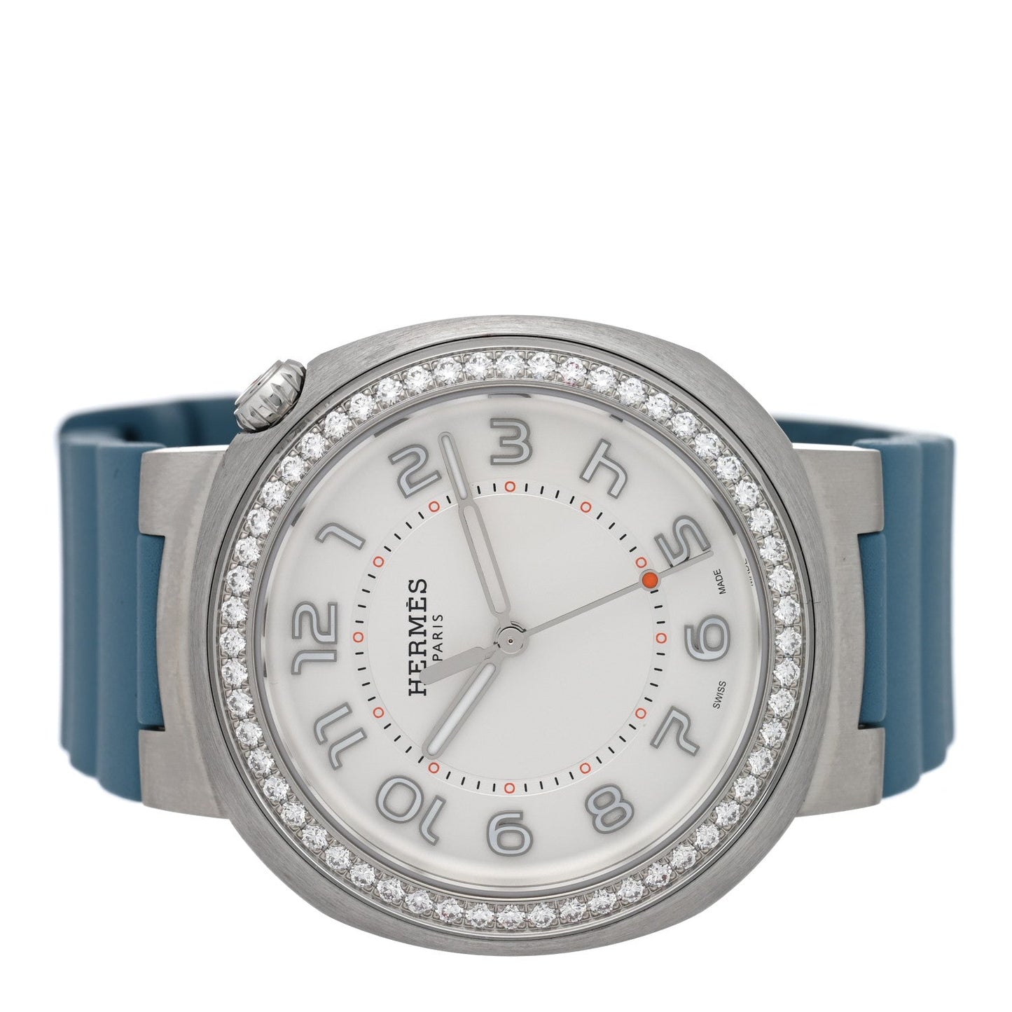 Stainless Steel Rubber Diamond Bezel 36mm Cut Automatic Watch Blue Jean