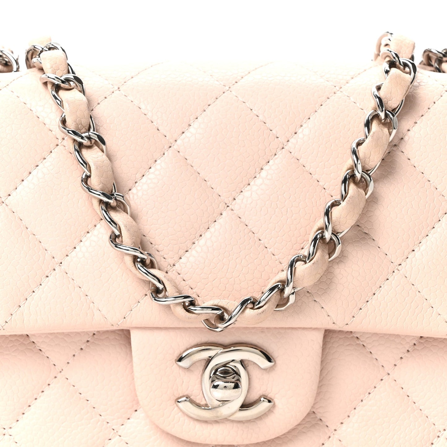 Caviar Quilted Mini Rectangular Flap Light Pink