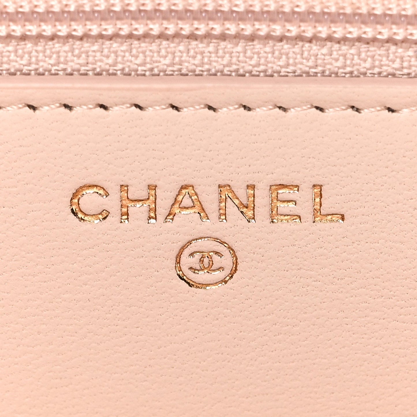 Lambskin Quilted Trendy CC Wallet On Chain WOC Light Beige