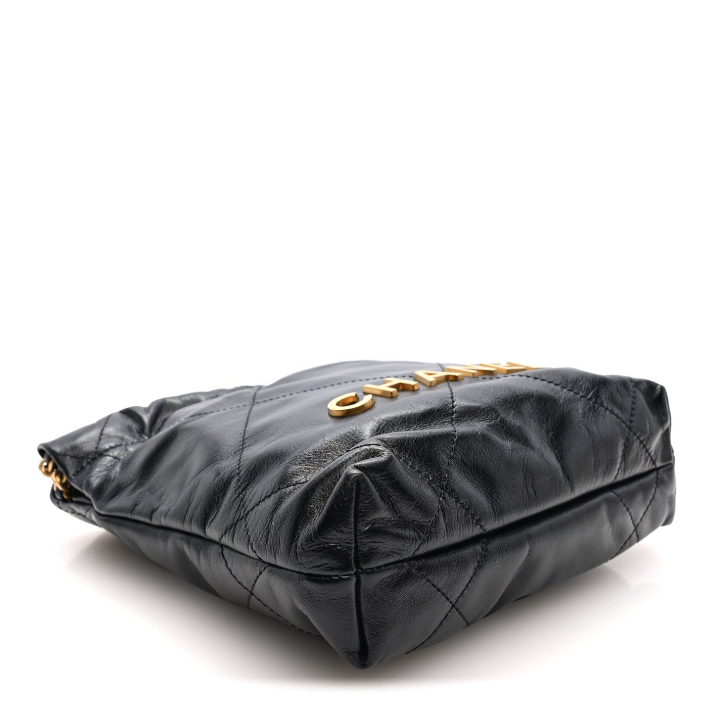 Shiny Calfskin Quilted Mini Chanel 22 Black