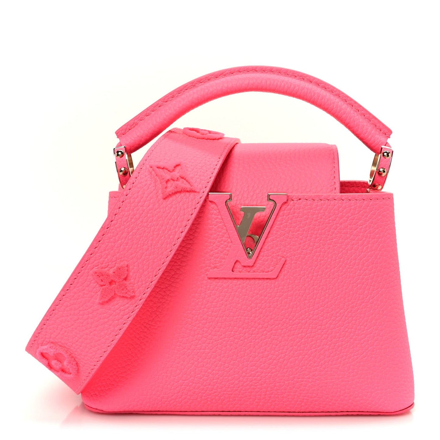 Taurillon Monogram Tuffetage Capucines Mini Fluo Pink