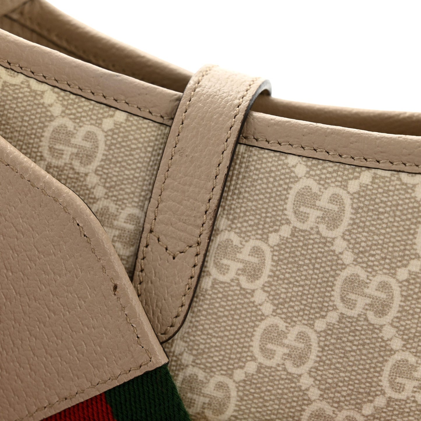 GG Supreme Monogram Textured Dollar Calfskin Mini Jackie 1961 Hobo Beige Mystic White Oatmeal