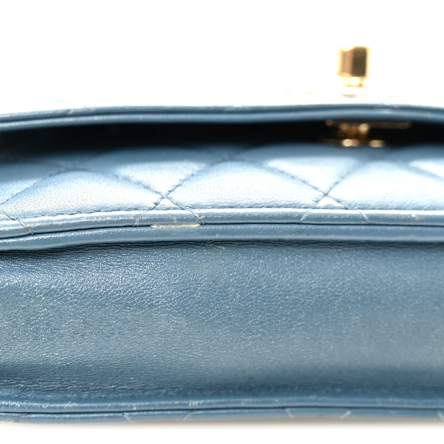 Lambskin Quilted Trendy CC Wallet On Chain WOC Blue