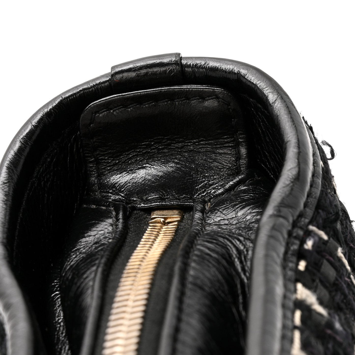 Tweed Calfskin Small Gabrielle Hobo Black White