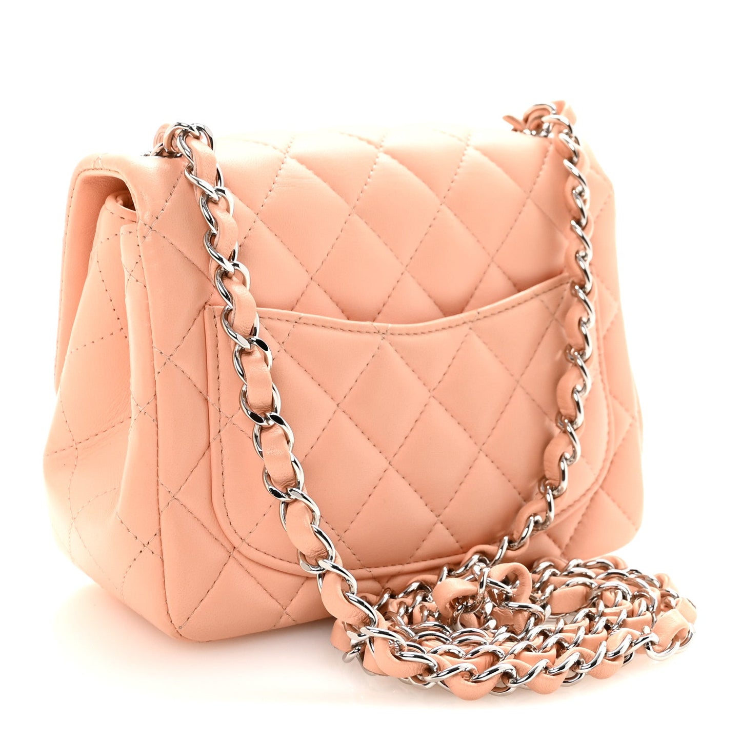 Lambskin Quilted Mini Square Flap Light Pink