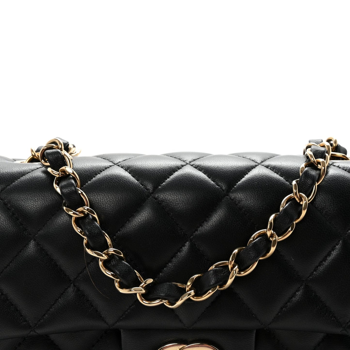 Lambskin Quilted Mini Rectangular Flap Black