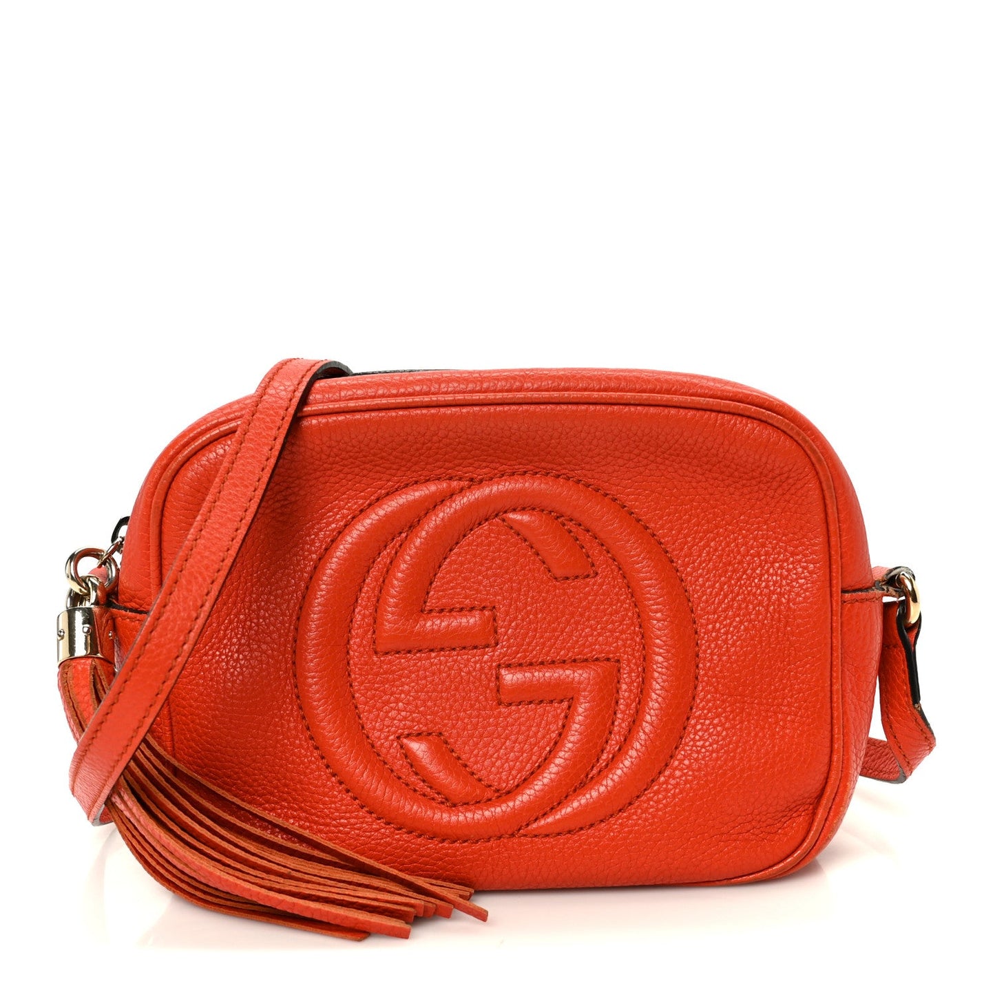 Pebbled Calfskin Small Soho Disco Bag Sun Orange