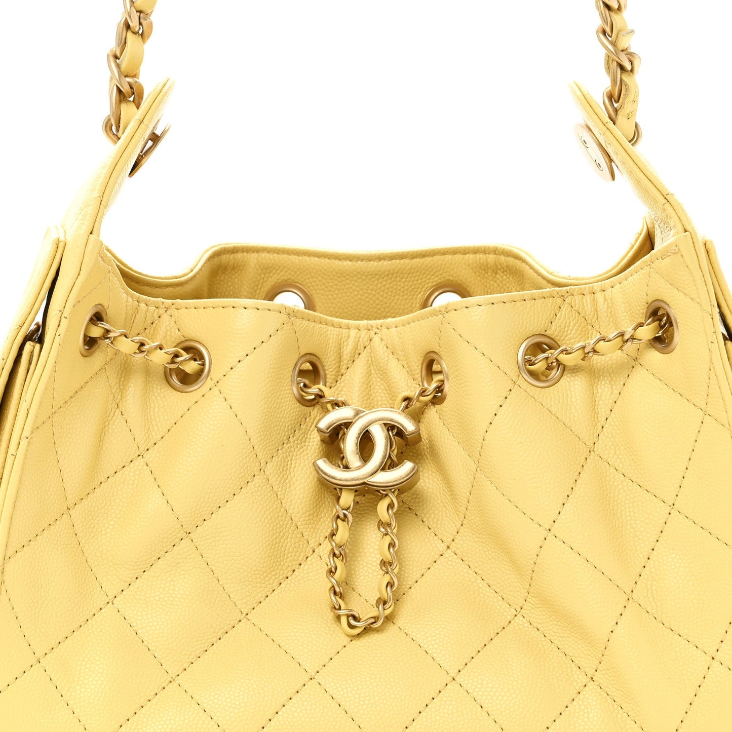 Caviar Quilted Mini Chanel 25 Handbag Yellow