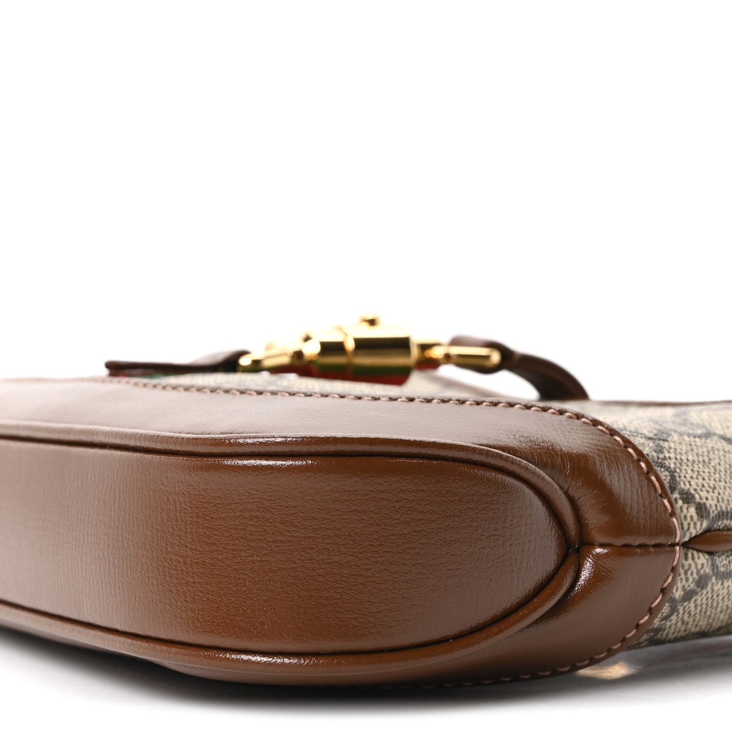 GG Supreme Monogram Azalea Calfskin Web Mini Jackie 1961 Hobo Beige Ebony Brown Sugar