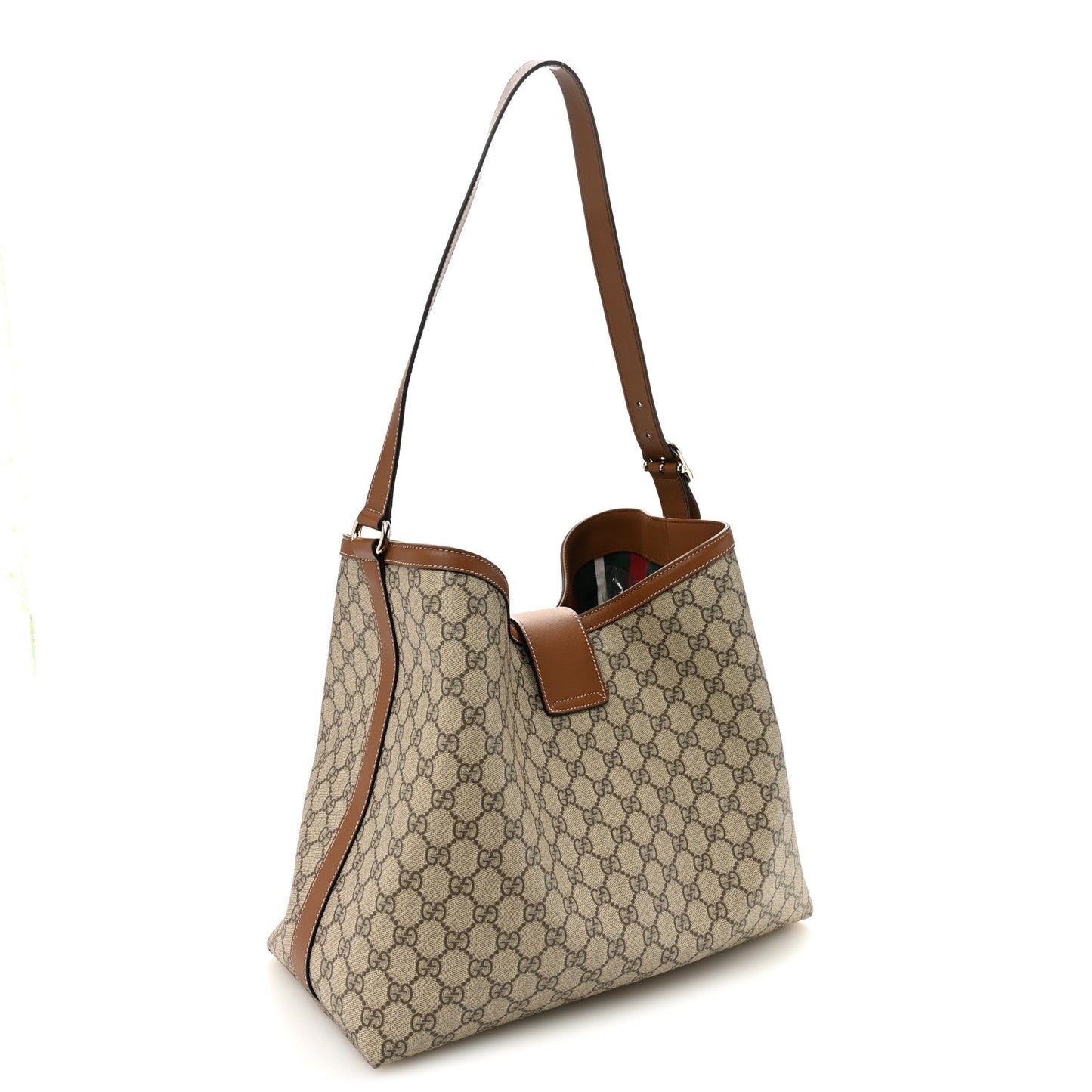 GG Icon Monogram Padlock Shoulder Bag Beige Dark Brown
