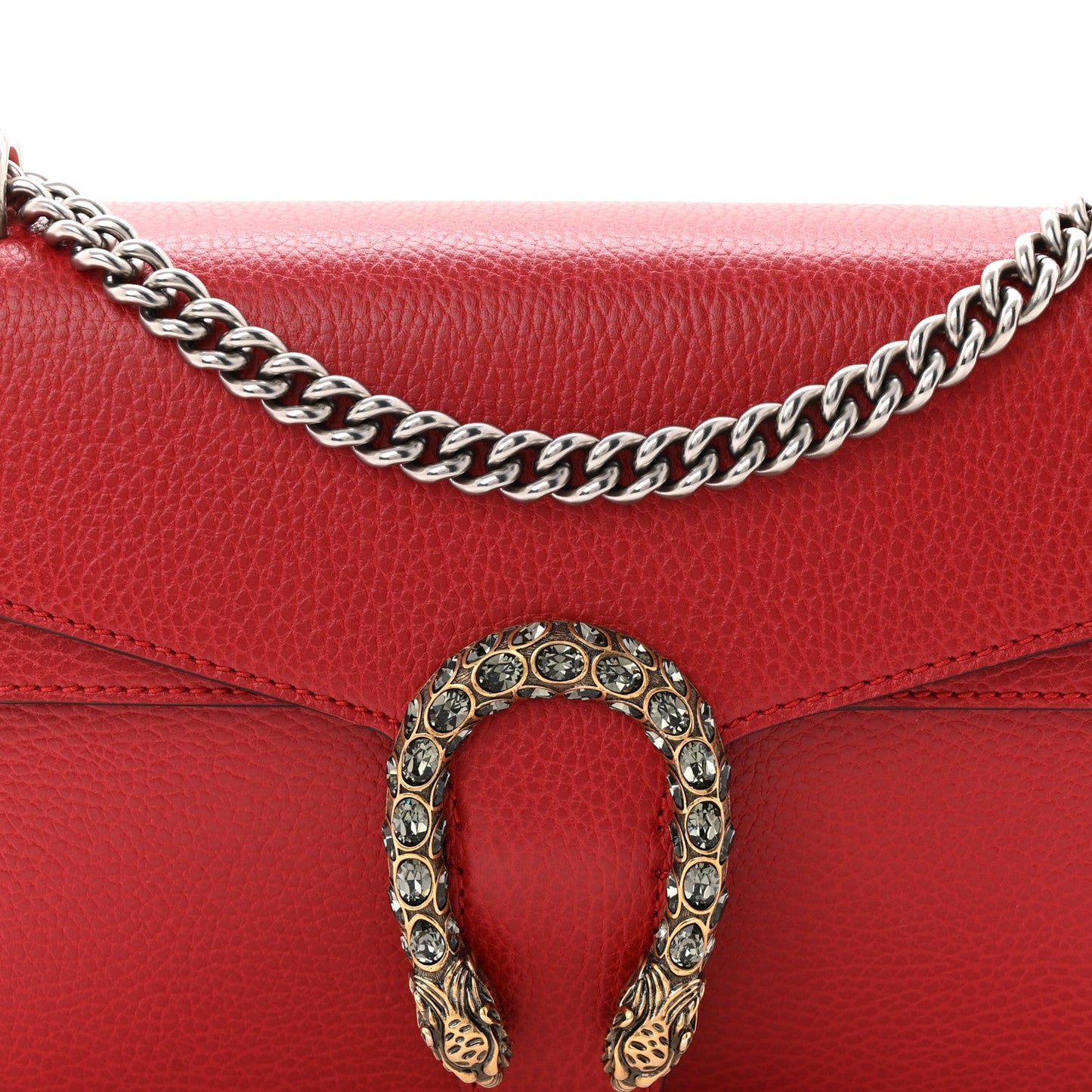 Dollar Calfskin Swarovski Crystal Small Dionysus Shoulder Bag Hibiscus Red