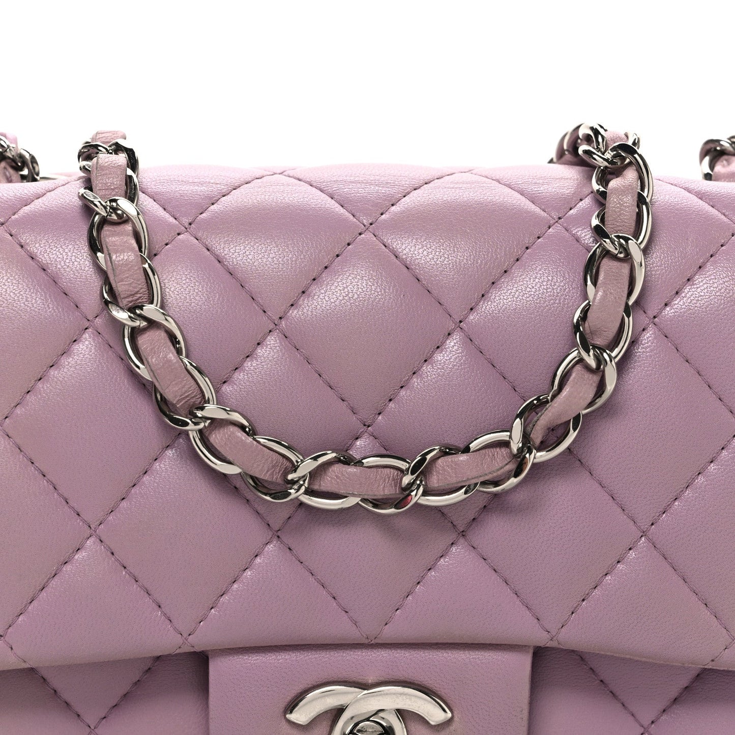 Lambskin Quilted Mini Square Flap Purple