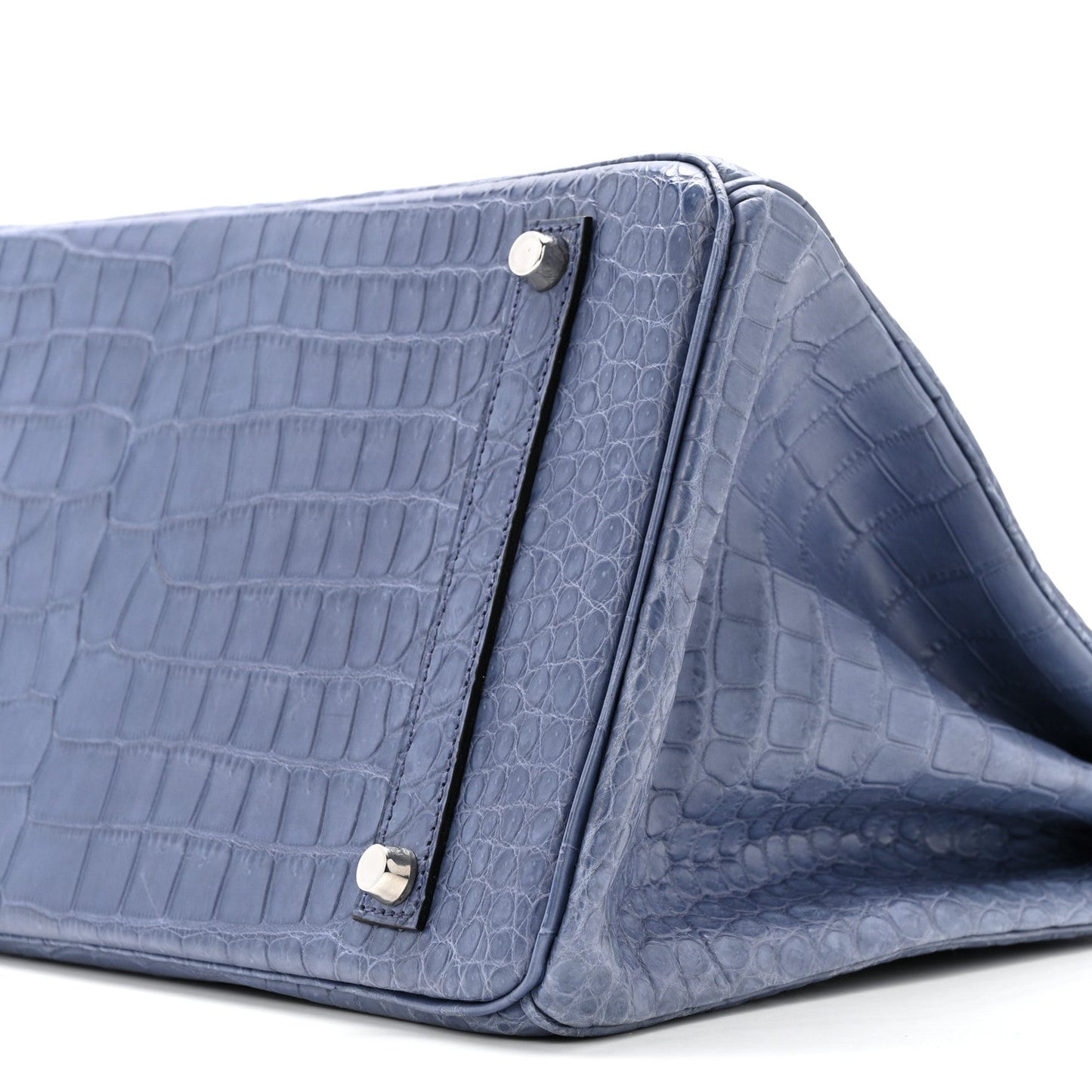 Matte Porosus Crocodile 18K White Gold Diamond Birkin 35 Bleu Brighton