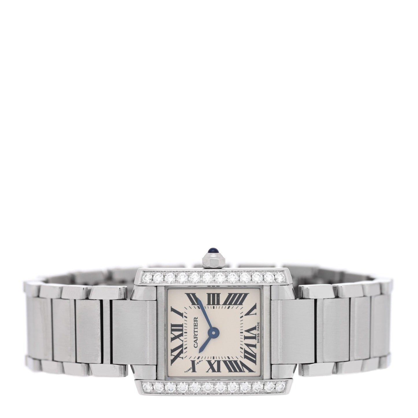 Stainless Steel Diamond Bezel 20mm Tank Francaise Quartz Watch