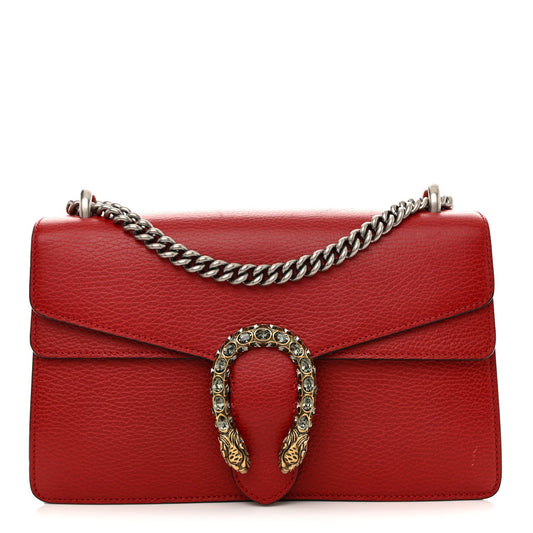 Dollar Calfskin Swarovski Crystal Small Dionysus Shoulder Bag Hibiscus Red