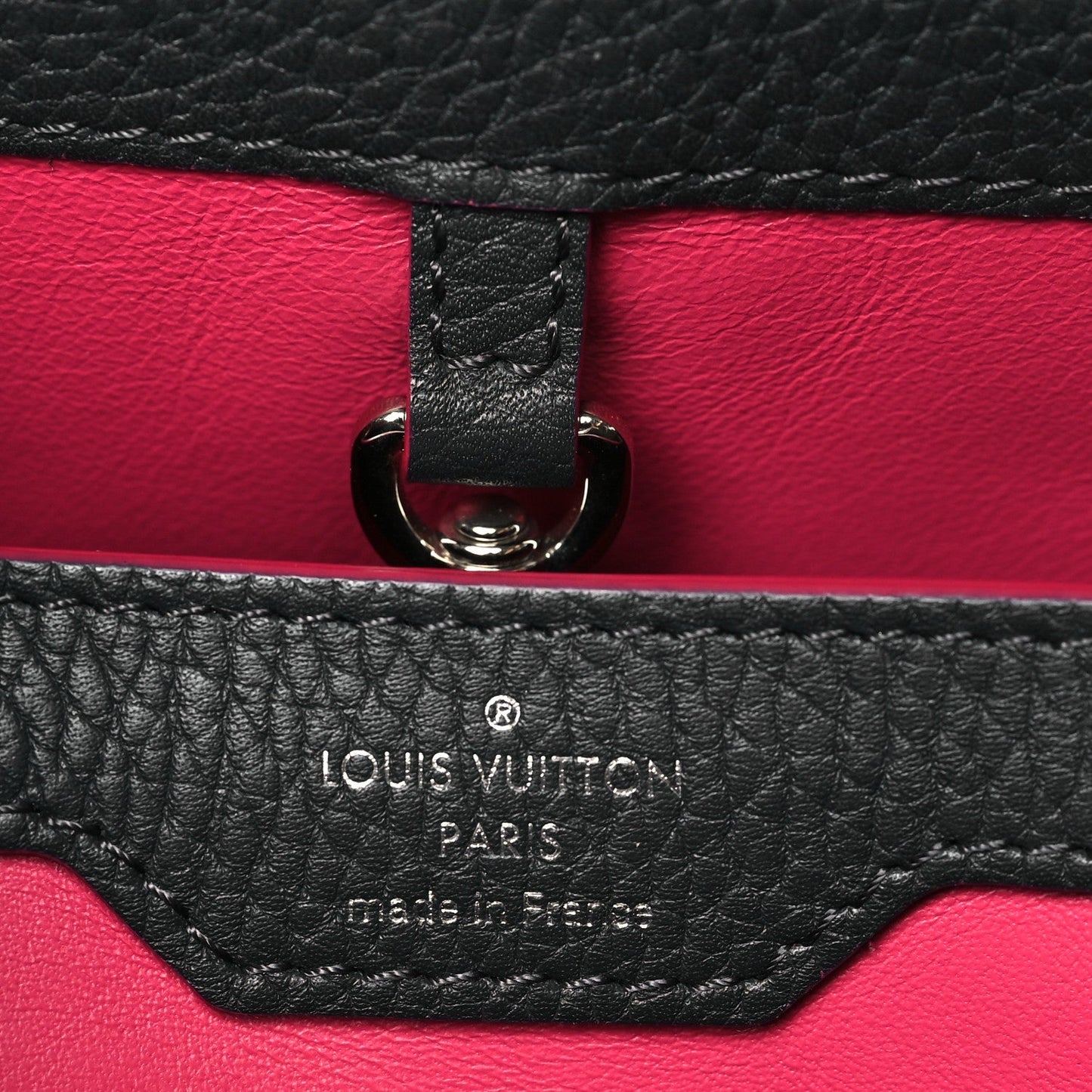 Taurillon Capucines PM Black Fuchsia