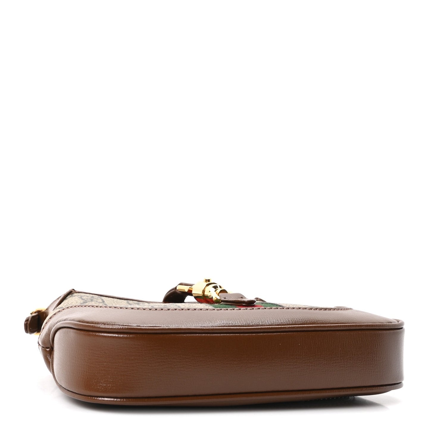 GG Supreme Monogram Azalea Calfskin Web Mini Jackie 1961 Hobo Beige Ebony Brown Sugar