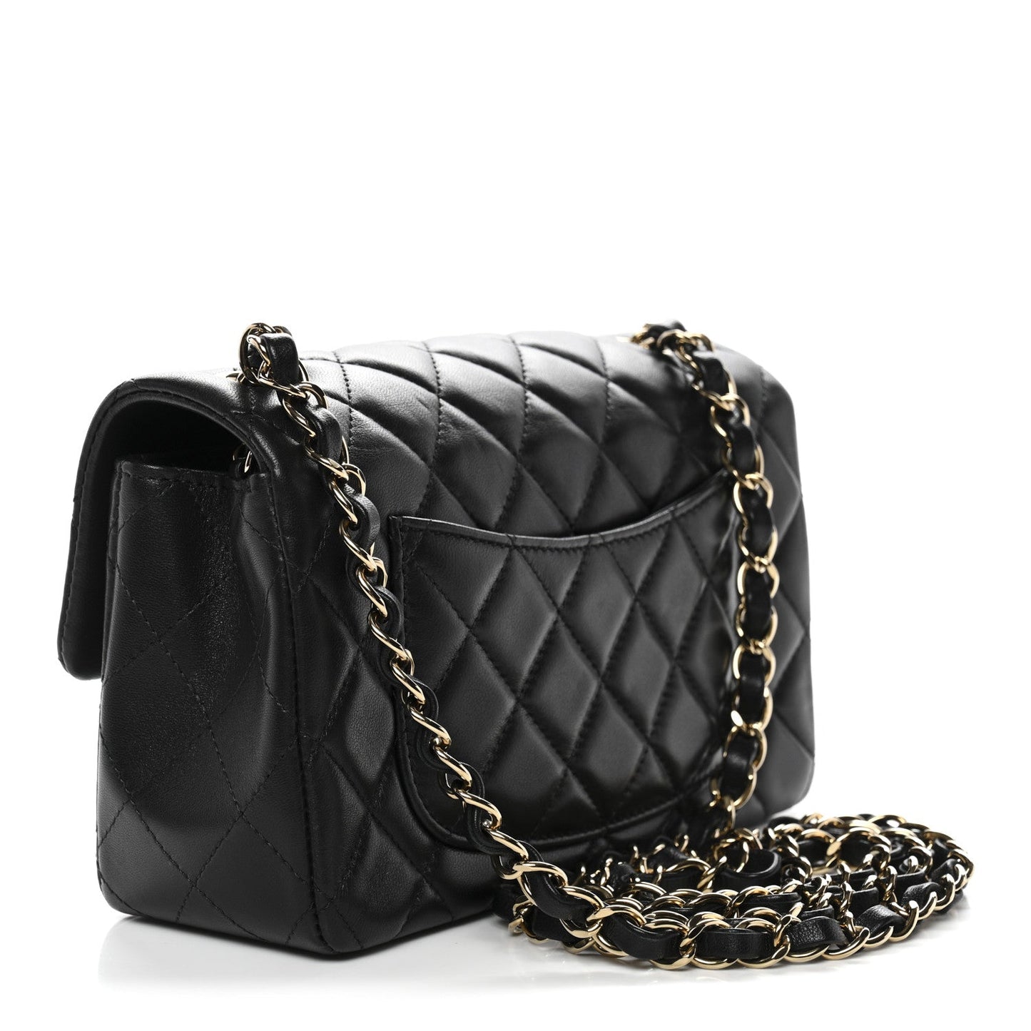 Lambskin Quilted Mini Rectangular Flap Black