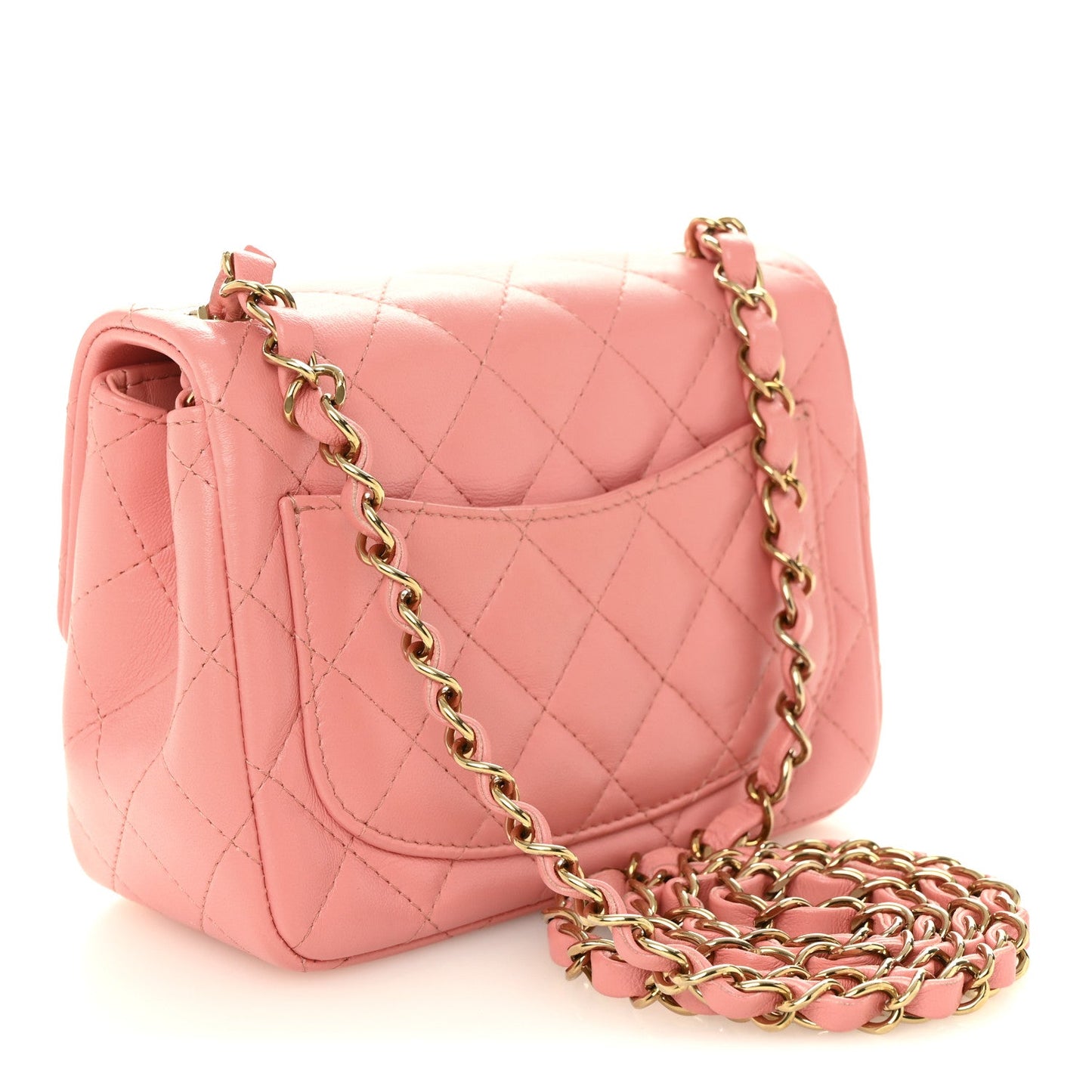 Lambskin Quilted Mini Square Flap Pink