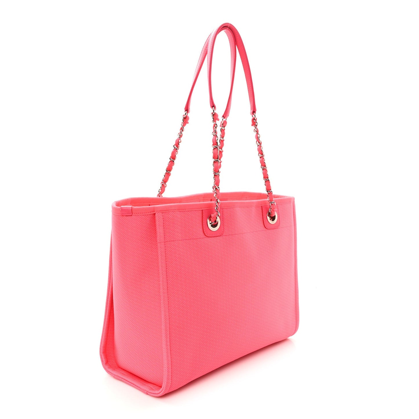Mixed Fibers Calfskin Medium Deauville Tote Pink Orange