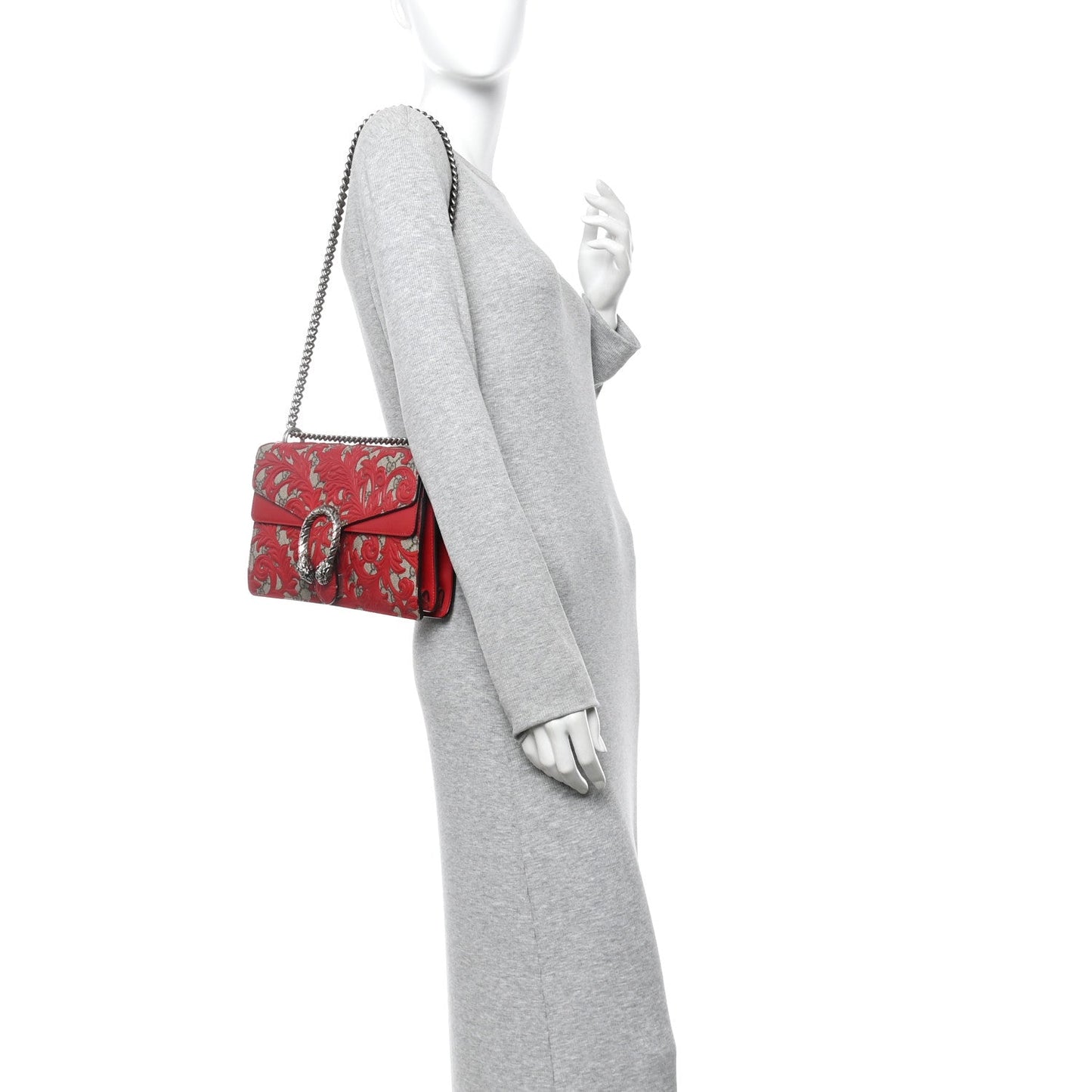 GG Supreme Monogram Arabesque Dionysus Shoulder Bag Hibiscus Red