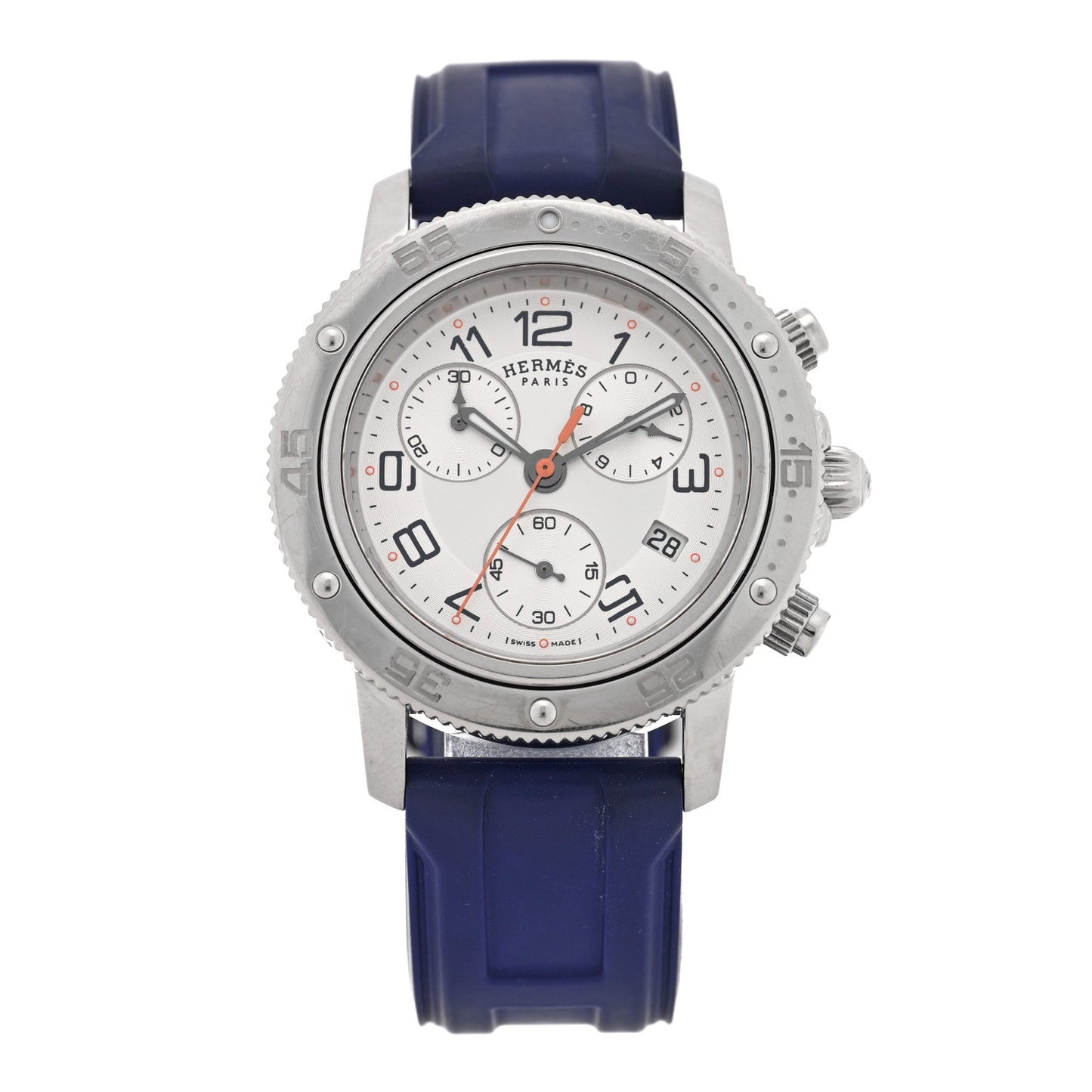 Stainless Steel Rubber 36mm Clipper Chronograph Quartz Watch Blue