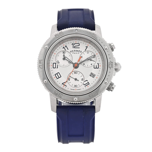 Stainless Steel Rubber 36mm Clipper Chronograph Quartz Watch Blue