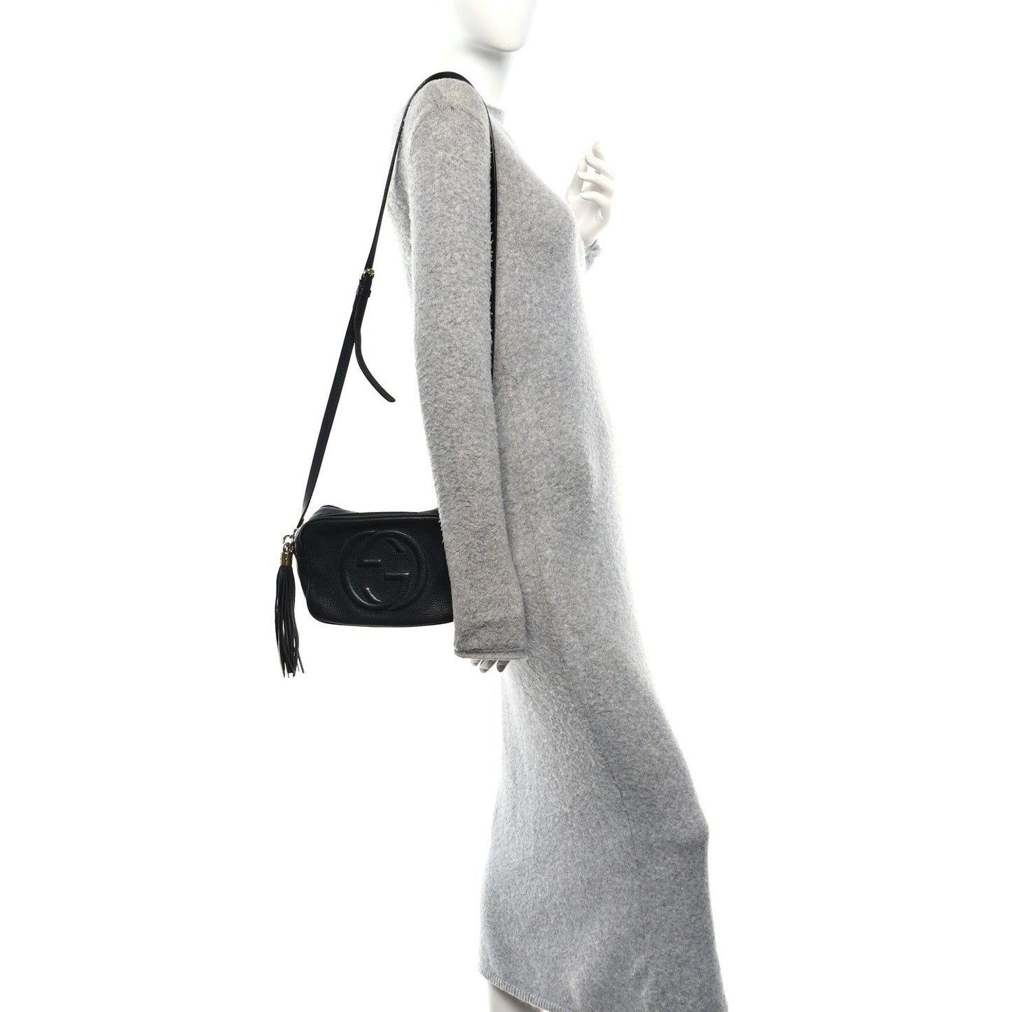 Pebbled Calfskin Small Soho Disco Bag Black