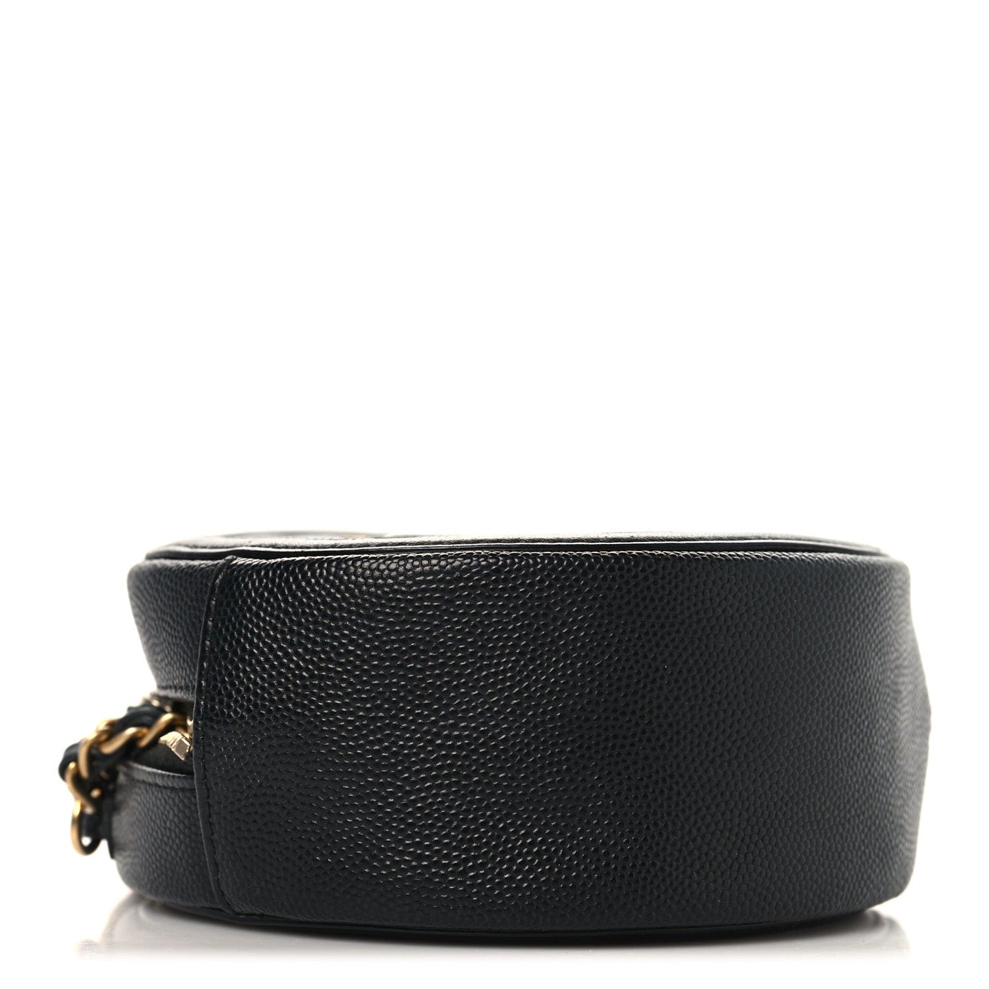 Caviar Quilted Round Filigree Crossbody Black