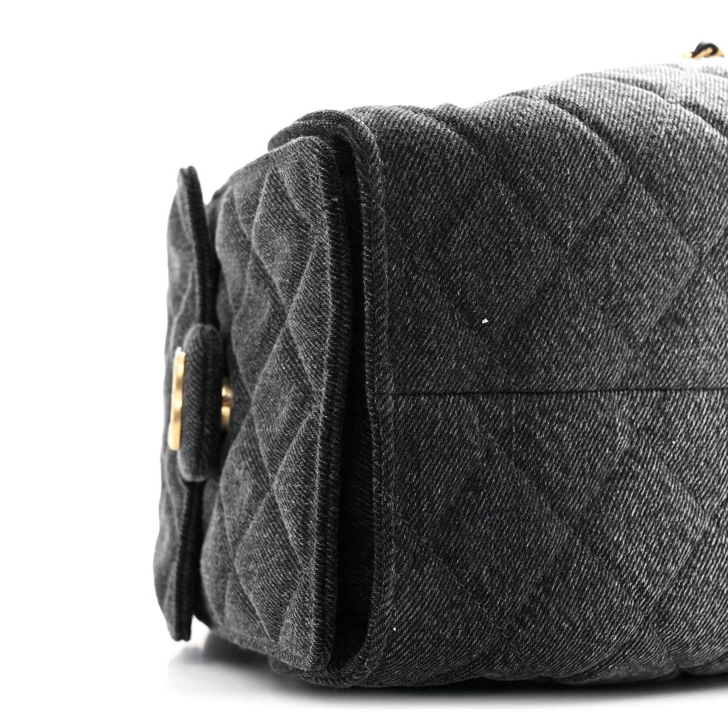 Washed Denim Quilted Small Chanel 25 Handbag Black