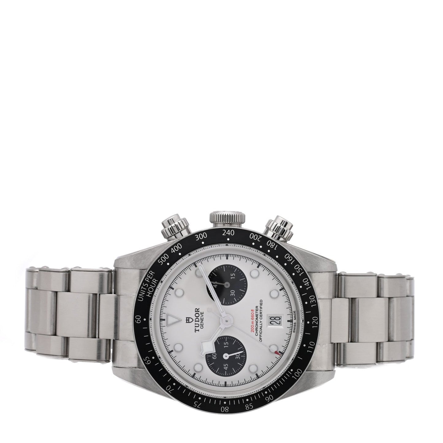 Stainless Steel 41mm Black Bay Chronograph Panda Automatic Watch White 79360N