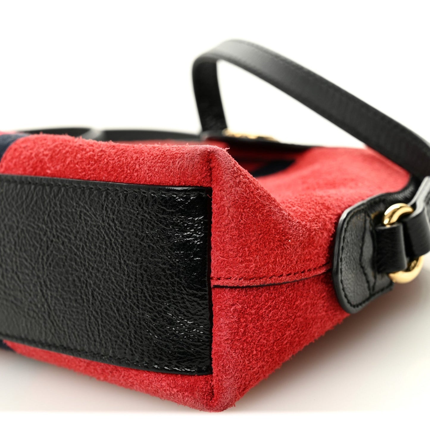 Suede Patent Web GG Small Ophidia Dome Shoulder Bag Hibiscus Red